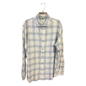 No Brand Mens Plaid Linen/Cotton  Blend  Shirt Sz L NWOT